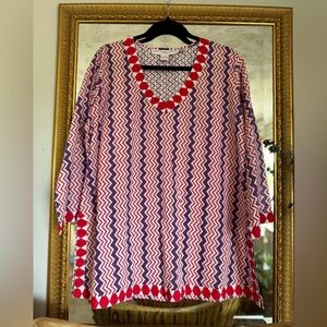 Gretchen Scott Designs Colorful Zigzag Patterned Tunic